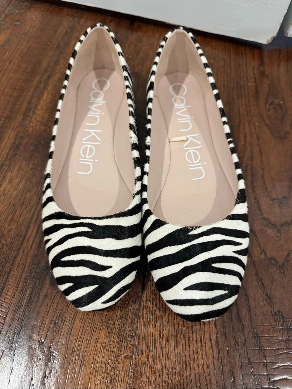 Calvin Klein Zebra-Print Ballet Flats - Black & White